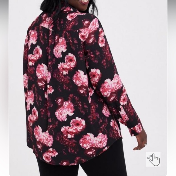 Torrid Madison Georgette Button-Up Long Sleeve Tunic Shirt size 2X - Picture 3 of 8